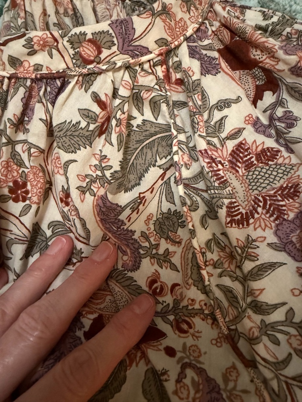 Love The Label Floral Peasant Top Rose, Green & Cream Balloon Sleeves Sz Large - Picture 17 of 17